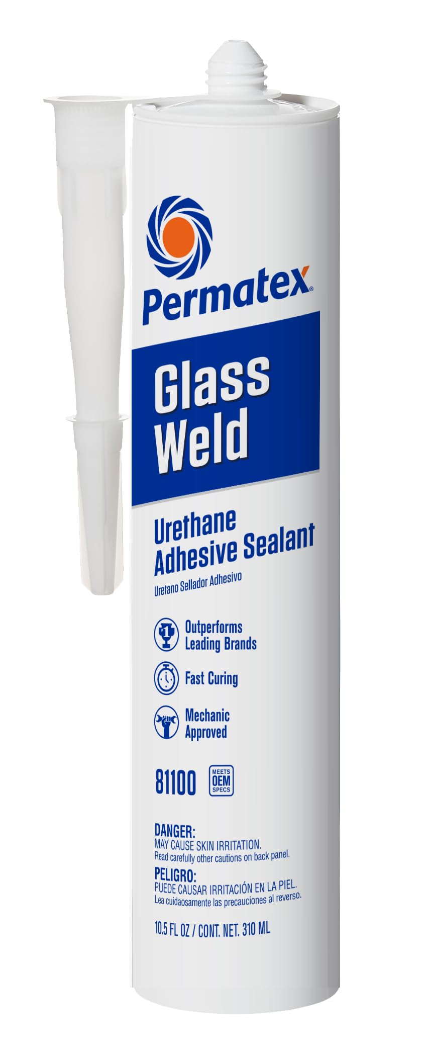 Photo 1 of Permatex 81100 Glass Weld Premium Urethane Windshield Sealant - Polyurethane Glue Automotive Seam Sealer, Window Sealant Glass Glue for Car Glass Repair - Strong, Flexible, Fast Curing, 10.5oz