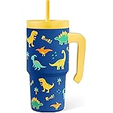 Dinosaur Tumbler 20oz with Handle and Silicone Straw Lid for Kid, Insulated Stainless Steel Cup, Gift for Kids Boys, Gifts Idea for Birthday Christmas Back to School