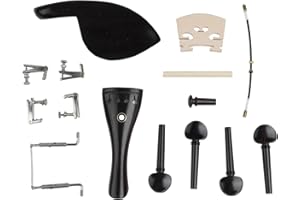 MOUMOUTEN 15Pcs Violin Accessory Kit - Violin Repair Kit Fine Tuner Tail Rope Set Violin Tailpiece Chin Rest Tuning Peg for V