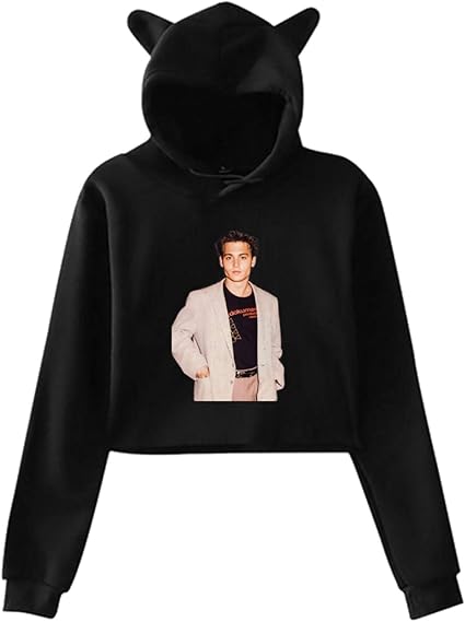 Amazon.com: Johnny Depp Sticker Pullover Hoodie Women's Long Sleeve Cat Crop Top Hoodie Cat Ear 