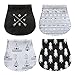 Baby Burp Cloth 100% Organic Cotton Triple Layer Thick Soft and Ultra Absorbent 4 Piece Gift Set Unisex for Boys and Girls by Chunky Chops (Black)