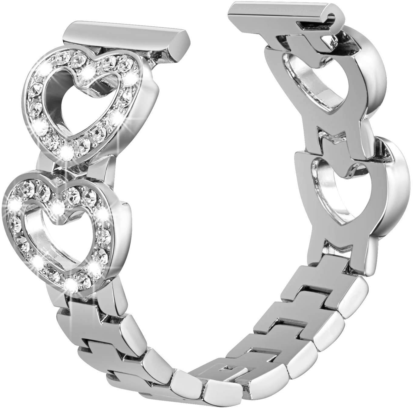 SaNgaiMEi Bling 20mm Strap Compatible for Samsung Galaxy Watch 5 40mm 44mm/Galaxy Watch 4 40mm 44mm /Galaxy Watch 3 41mm / Active 2 40mm 44mm / Garmin Vivoactive 3 Metal Galaxy Strap Women