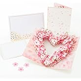 HIBINO 3D Pop-Up Sakura Heart Card | With Slide-Out Message Note | Handcrafted Floral Design | Perfect for Valentine’s Day, Anniversaries, Birthdays, Weddings and More | Designed in Japan