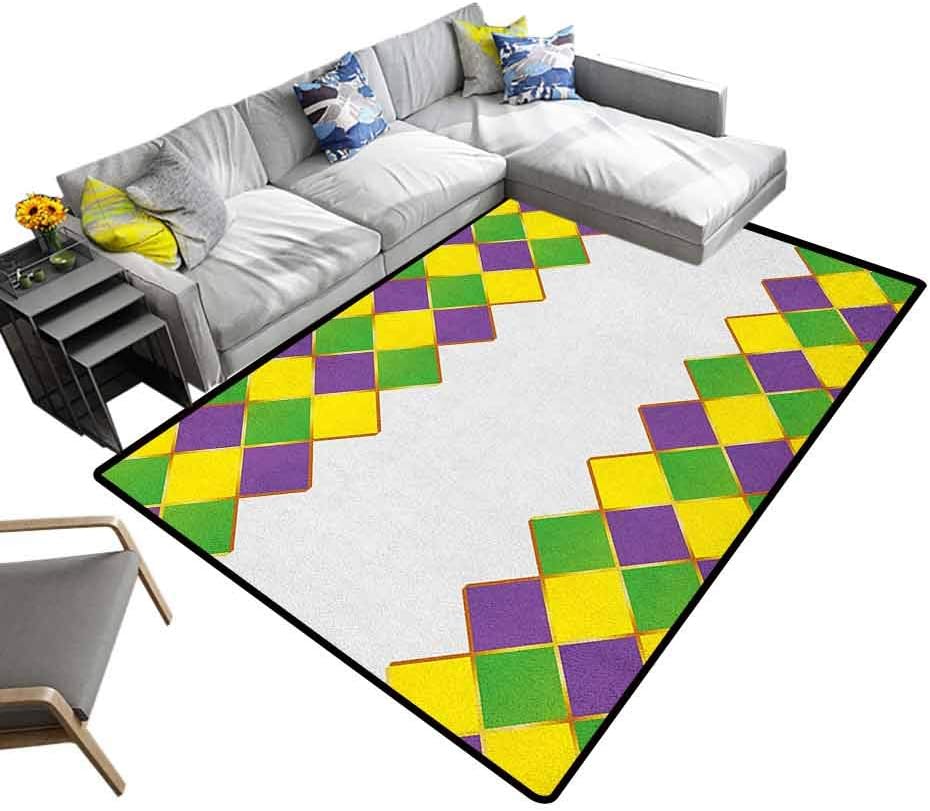 Amazon.com: Mardi Gras Modern Indoor Rugs Carnival Colored Grid Design