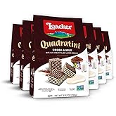 Loacker Quadratini Cocoa &amp; Milk Wafer Cookies, 30% Less Sugar, 6-Pack