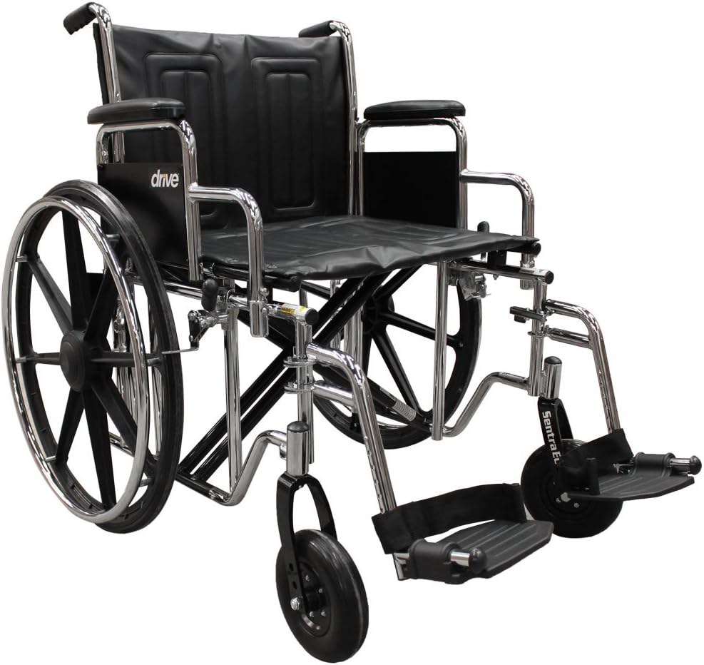 Drive Medical Sentra EC Heavy Duty Wheelchair with Various Arm Styles and Front Rigging Options, Black, Bariatric, 22 Inch: Health & Personal Care