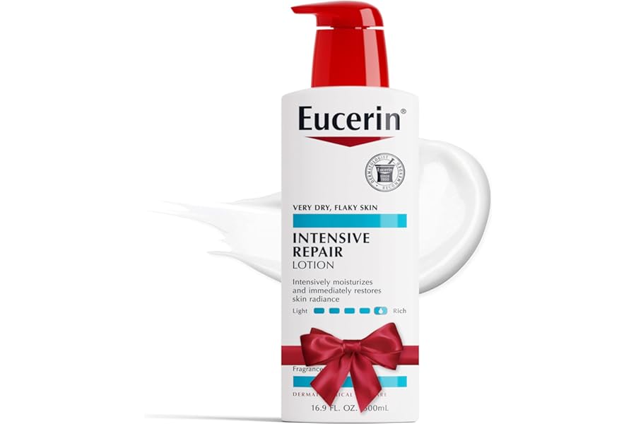 Eucerin Intensive Repair Body Lotion for Dry Skin with Alpha Hydroxy, Moisturizes, Exfoliates and Conditions, Fragrance Free and Paraben Free, Holiday Gifts for Self Care, 16.9 Fl Oz Bottle