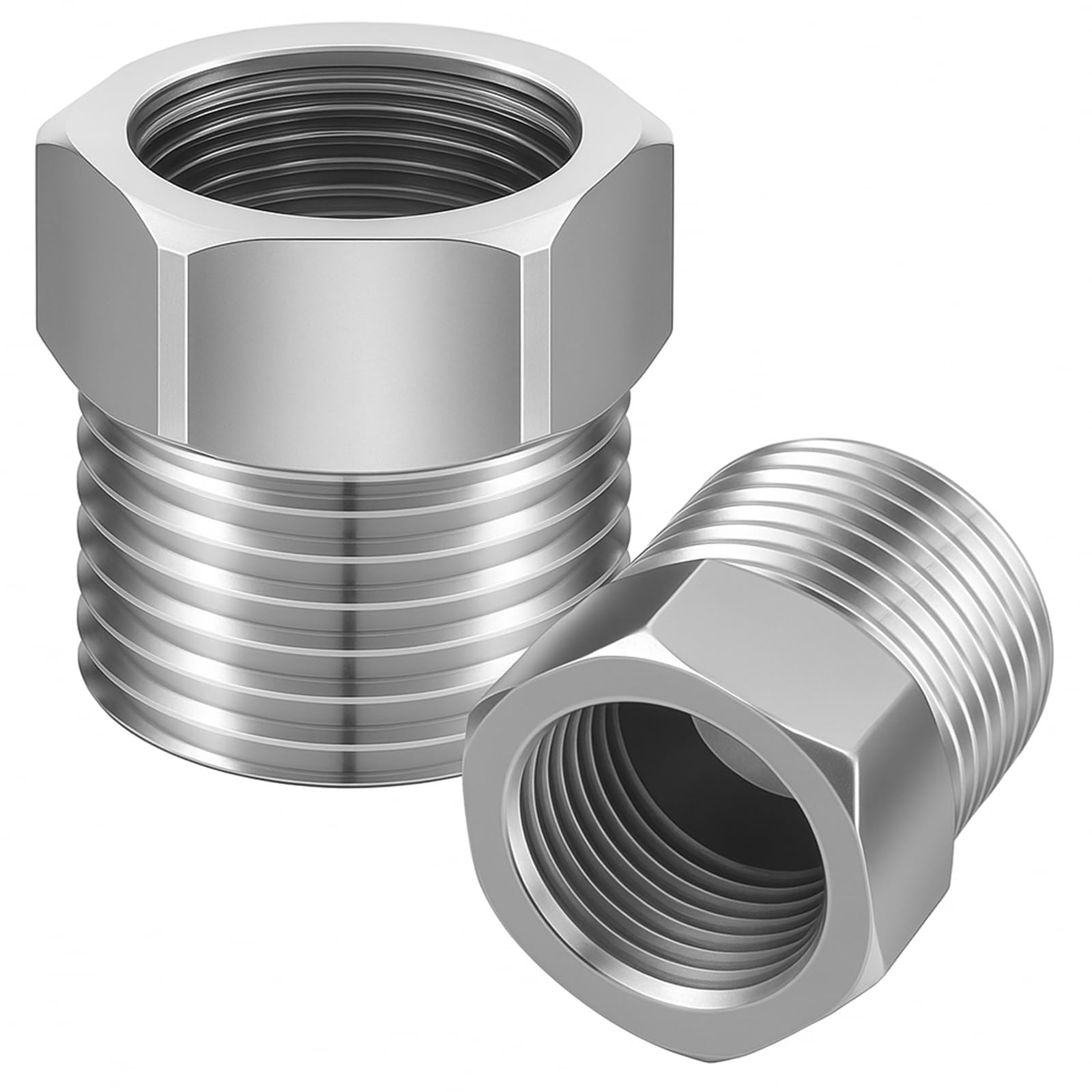 Photo 1 of 2 PCS 1/2 Inch Male to 3/8 Inch Female Compression Adapter, Brass 1/2 to 3/8 adapter Plated Pipe Fitting Bushing Reducer for Faucet Supply Line Hose, Kitchen Bathroom RV Plumbing Connector