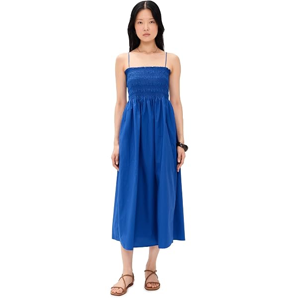 black tie strap midi dress GANNI Black Stretch Cotton Dress