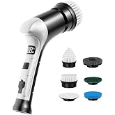 Electric Spin Scrubber, Cordless Household Cleaning Brush with 6 Replaceable Heads, 3 Speeds, LED Display, Lightweight Handhe