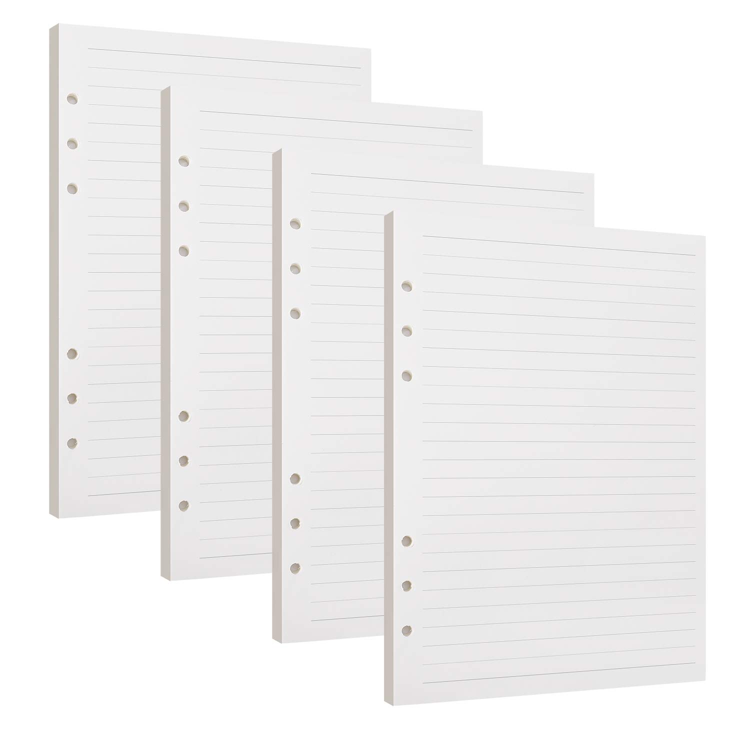 A5 Lined Paper Refill 180 Sheets/360 Pages A5 Insert Ruled Lined Paper 6 Hole Loose Leaf Punched Paper Refill for Diary Notebook A5 Refillable Planner 4 Pack, 8.3 x 5.5 inch
