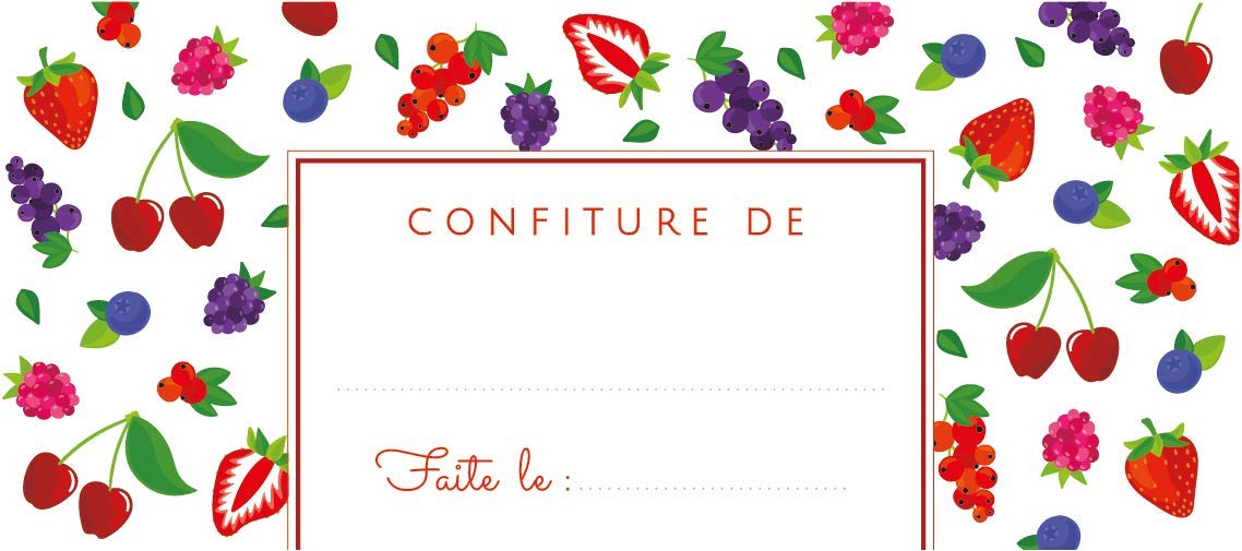 AVERY - Pack of 60 red Fruit jam Labels - 95 x 40 mm