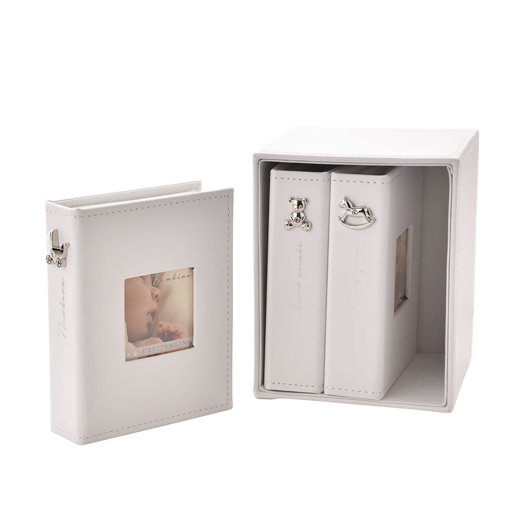 Bambino Baby Photo Albums | Set of 3 with Holder | 72 6 x 4 Inch Photos - White