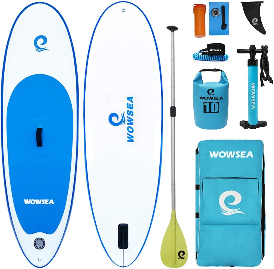 WOWSEA Funny Inflatable Stand Up Paddle Board | 8' Long x 30" Wide x 5" Thick | Durable and Stable Kids SUP Board Paddle Board | Blue