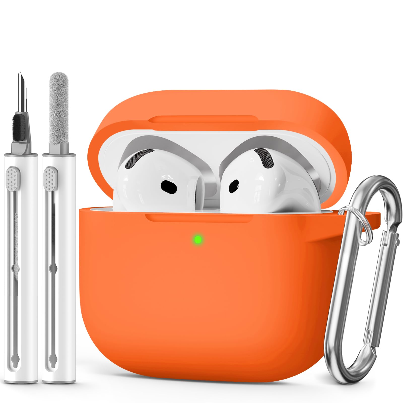 Photo 1 of MCTOPZO for AirPods 4 Case 2024 Come with Cleaner Kit,Soft Silicone Protective Cases for Apple AirPods 4th Generation with Keychain,Compatible with AirPod 4 Case Cover for Women Men-Orange