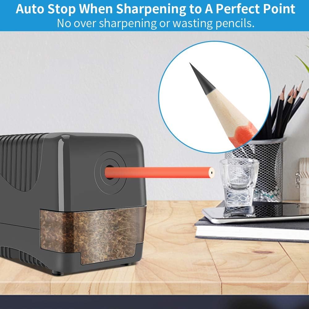 Electric Pencil Sharpener Heavy Duty, Pencil Sharpener Plug In, Auto Stop Classroom Pencil Sharpener, 10000 Times Sharpening for Heavy Use, 1s Fast Sharpen, Super Sharp for 6.5-8mm No.2 Pencils, Gray : Office Products