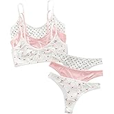 SHENHE Women's 6 Piece Cute Lingerie Set Bra and Panty Thong Sets Matching Underwear Sets