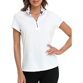 LRD Womens UPF30 Mock Neck Golf Polo Short Sleeve Sun Protection Zip Shirt