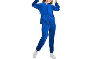 Rwtgnlf Girls Velour Tracksuit Sweatsuits Set 2 Piece Outfits Zip Up Hoodies and Pants Sportswear Jogging Suit