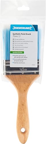 Silverline 75mm 3 inch Synthetic Paint Brush Blue White Wooden Handle view 3