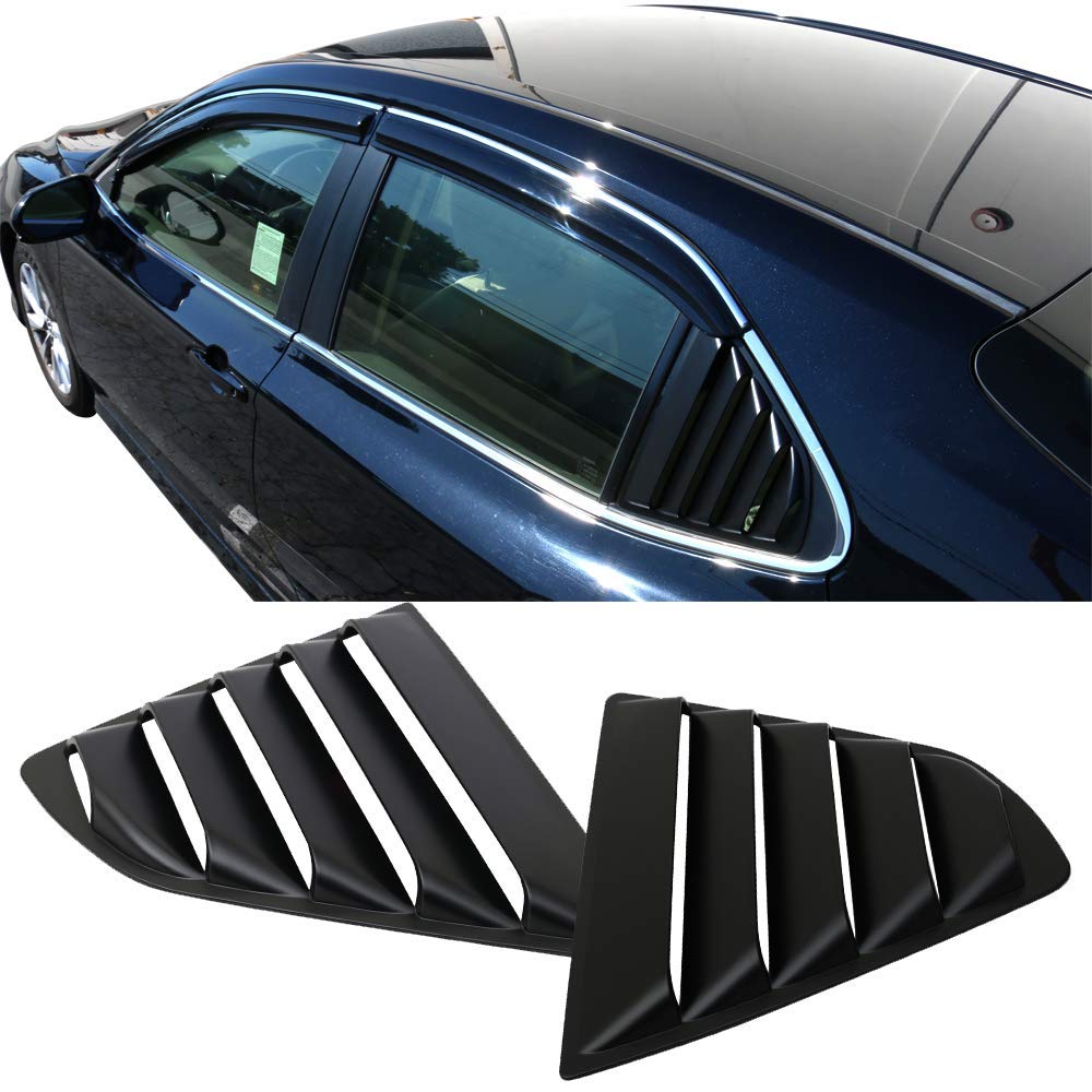 Unpainted Black Rear Window Louver 2Pc Set by IKON MOTORSPORTS Window