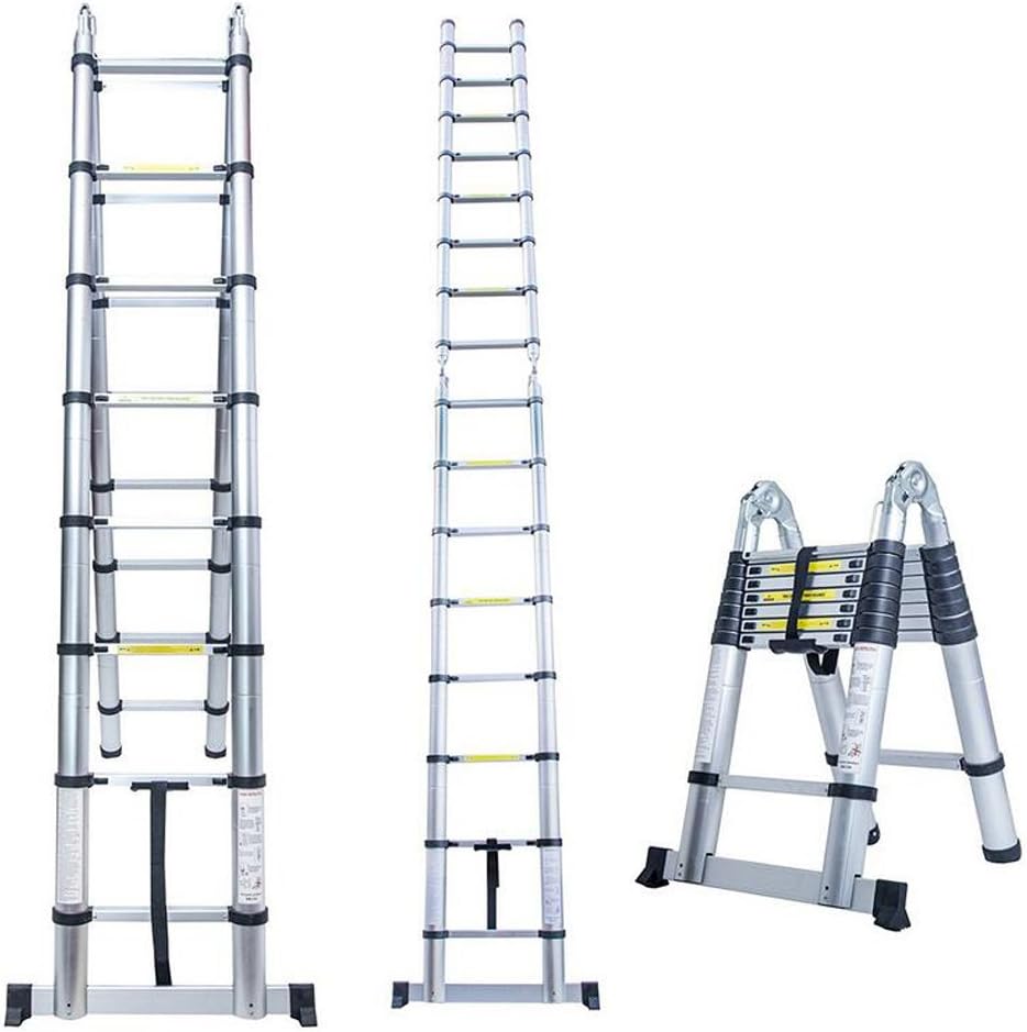 Nlyefa 16.5Ft Aluminum Multi Purpose Ladder Telescoping Telescopic Extension Folding A Frame Shape Steps Ladder