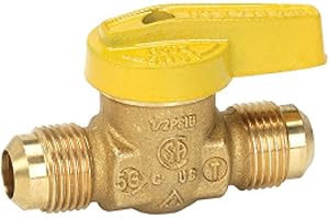HOMEWERKS WORLDWIDE Homewerks VGV1LHT2B Premium Gas Ball Valve Flare Inlet/Outlet, Brass, 3/8-Inch, 3/8 Inch
