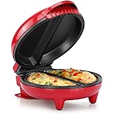 Holstein Housewares Non-Stick 6-Section Multi-Food Maker - Arepas, Mini Pancakes, Corncakes and More, 6-PC, Red/Black