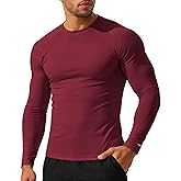 RGJU Long Sleeve Athletic Shirt Men Slim Fit Outdoor Running Thermal Crewneck Tops Base Layer T-Shirt Moisture Wicking