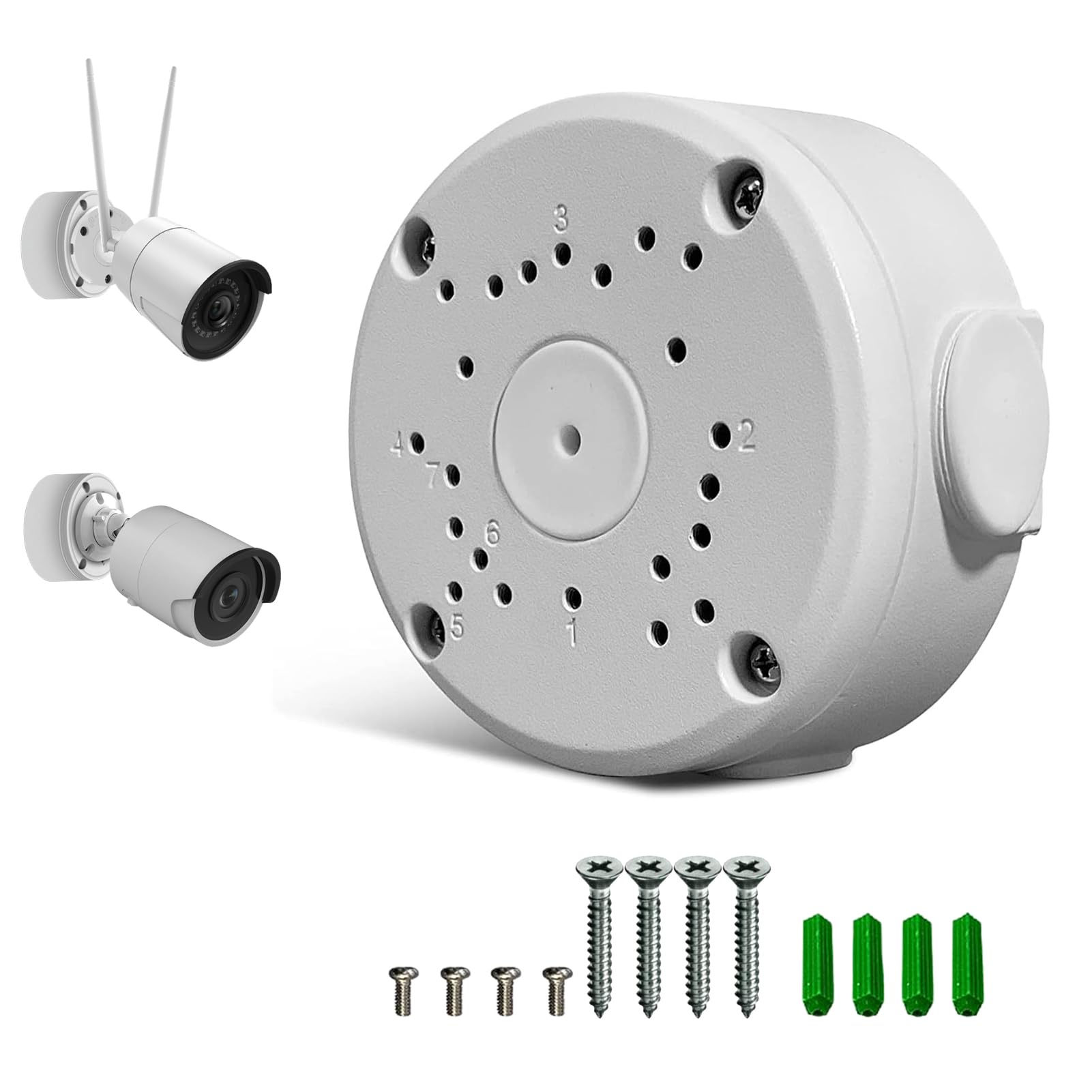 WiTi Junction Box Deep Base 106mm Size for Security Surveillance Cameras, Cable Management Box CCTV IP Camera Dome and Bullet Type, Solid Metal Mount Box for WiFi Camera System … (1 Plate)