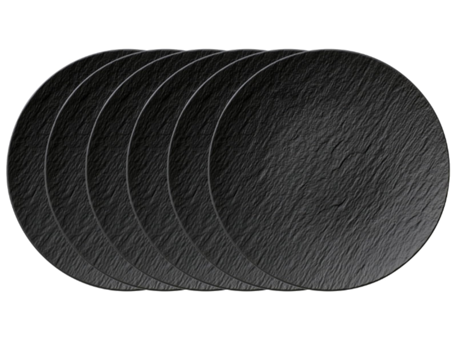 Villeroy & Boch - Manufacture Rock, Universal Plate Coupe, 6 Pieces, 25 cm, Premium Porcelain, Dishwasher, Microwave Safe, Black