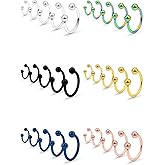 SCERRING 20G Nose Hoop Rings Stainless Steel Nose Horseshoe Hoop Rings Eyebrow Lip Ear Tragus Septum Piercing Jewelry Hanger Retainer 6-14mm 18-30PCS
