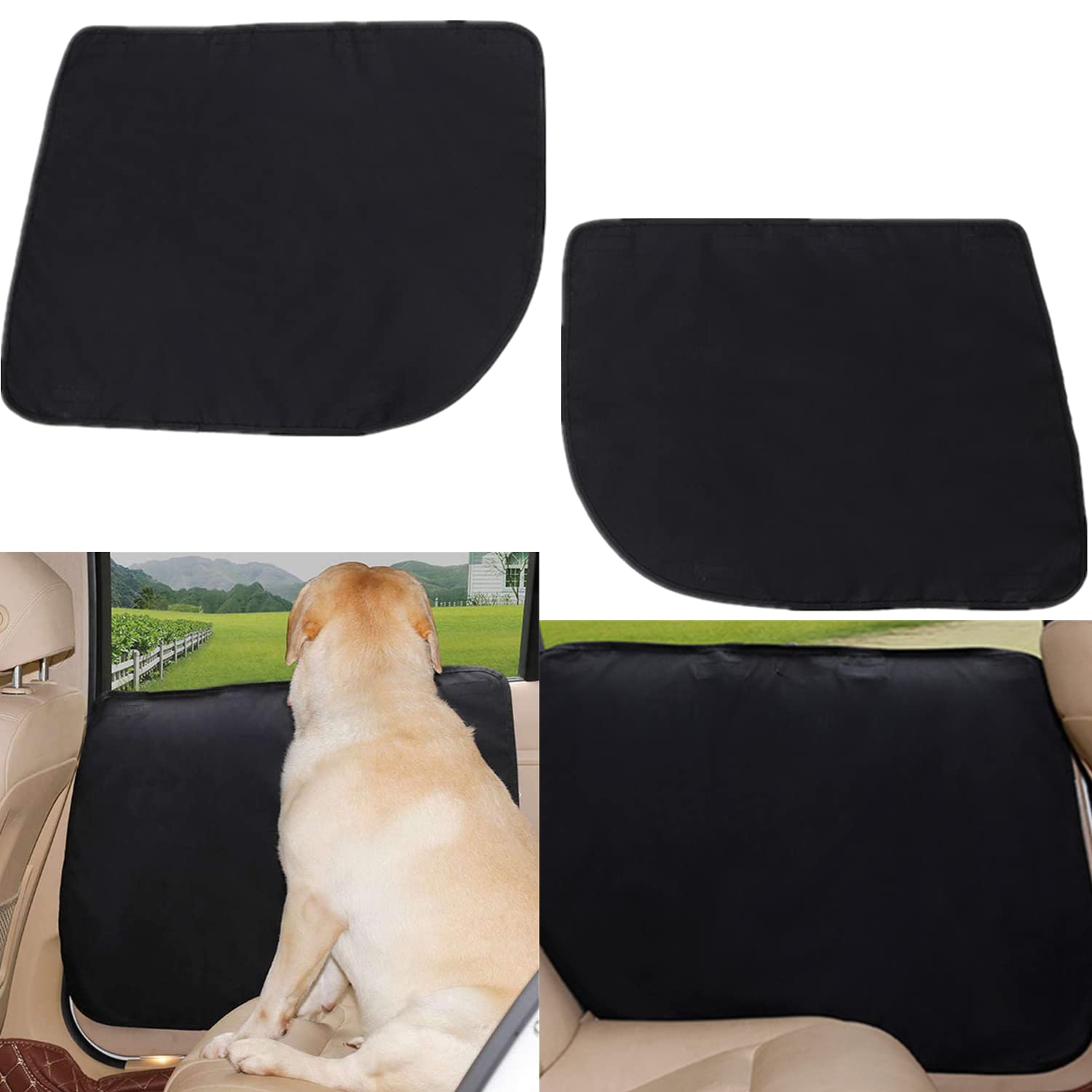 bangminda 2PCS Car Door Protector for Dog Pet Car Door Protective Mat Waterproof Washable Anti-Scratch Vehicle Doors Covers Dog Scratch Protection Pads for Puppy Travel (Black)