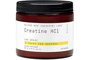 BEYOND RAW Science-Backed Creatine HCl Powder, Lab Grade, for Muscle Strength and Growth, Energy Production, Athletic Performance, Cognitive Support, Cellular Hydration, 120 Servings