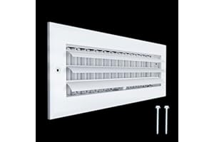 Fits 14x4 Duct Opening Aluminum 1-Way Adjustable Air Supply Grille by Handua | Curved Blade Register Vent Cover for Sidewall & Ceiling | White | Outer Size: 15.75" X 5.75"