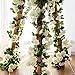 YILIYAJIA 3PCS Artificial Rose Garlands Silk Fake Rose Flowers Green Leaves Vine for Home Hotel Office Wedding Party Garden Craft Art Decor (White Color)