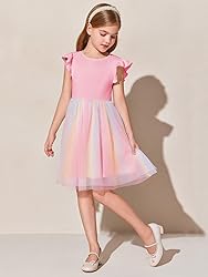 Haloumoning Girls Tutu Dress Ruffle Short Sleeve