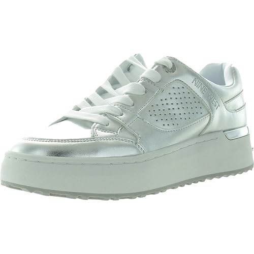 Nine West Women's Camp Sneaker, Silver 040, 8
