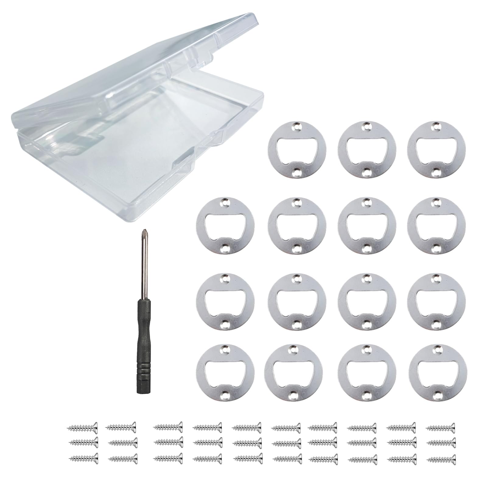 15 Pcs Resin Molds Stainless Steel Beer Kit with Screws Round Opener Inserts for Bottle Opener Resin Casting Molds