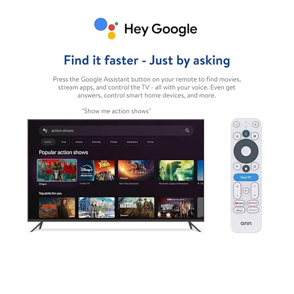 ONN. 4K STREAMING DEVICE WITH GOOGLE TV, 8GB STORAGE, 2GB RAM, ULTRA HD SMART TV STREAMING PLAYER, VOICE REMOTE WITH GOOGLE ASSISTANT, FAST WI-FI STREAMING, HDMI MEDIA STREAMER WITH DOLBY VISION