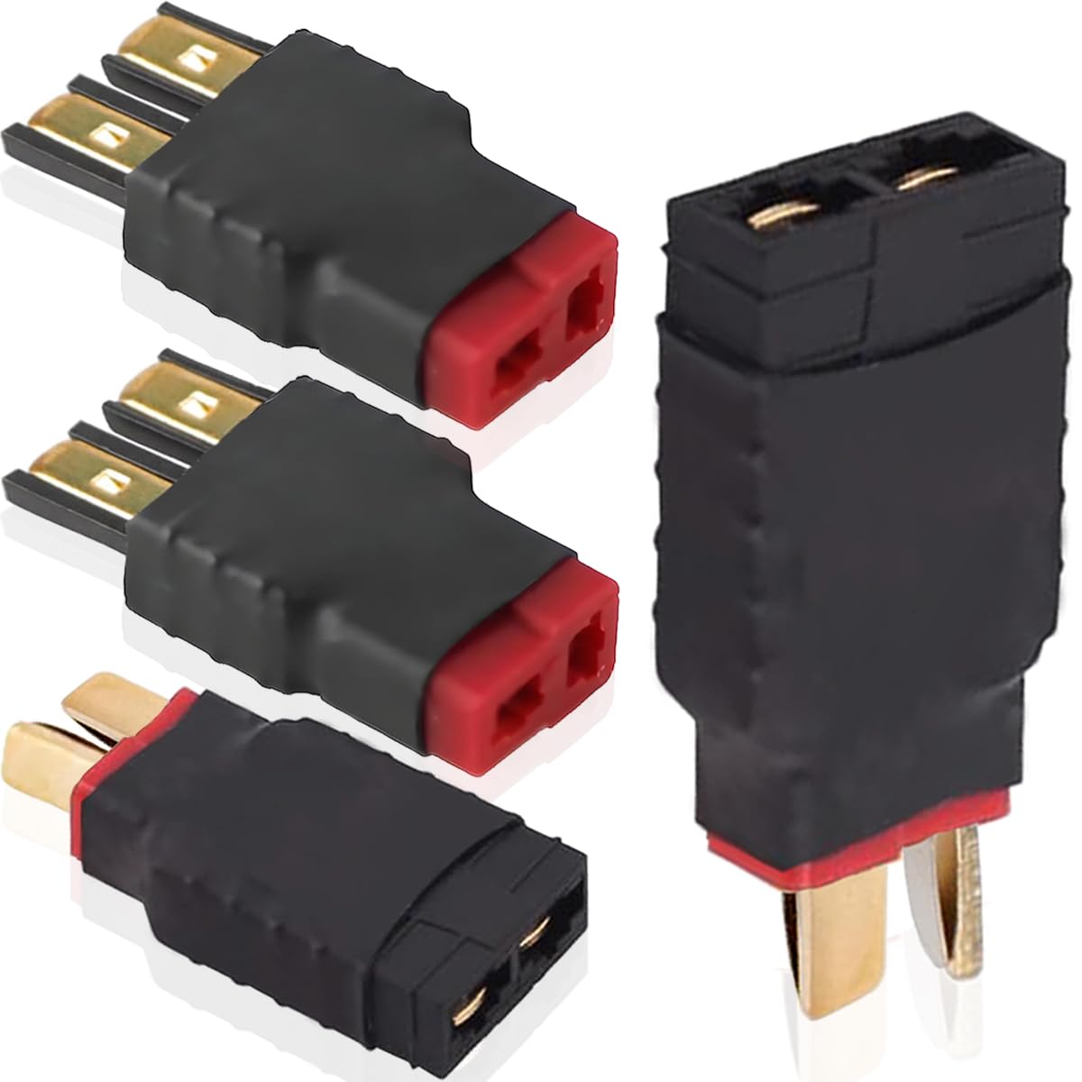 HAAMNING7 2 Pairs T Plug Deans to for Traxxas TRX Female Male Adapter Connector, TRX Male Female to T Plug No Wire Adapter Connector for RC Battery ESC Lipo Battery Charger