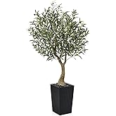 VeriNatural Artificial Olive Tree 5ft, Tall Fake Tree for Indoor & Outdoor Decor with Black Pot & Pebbles, UV Resistant Silk Leaves, Realistic Faux Potted Plant for Living Room,Office,Home Decor,VN137