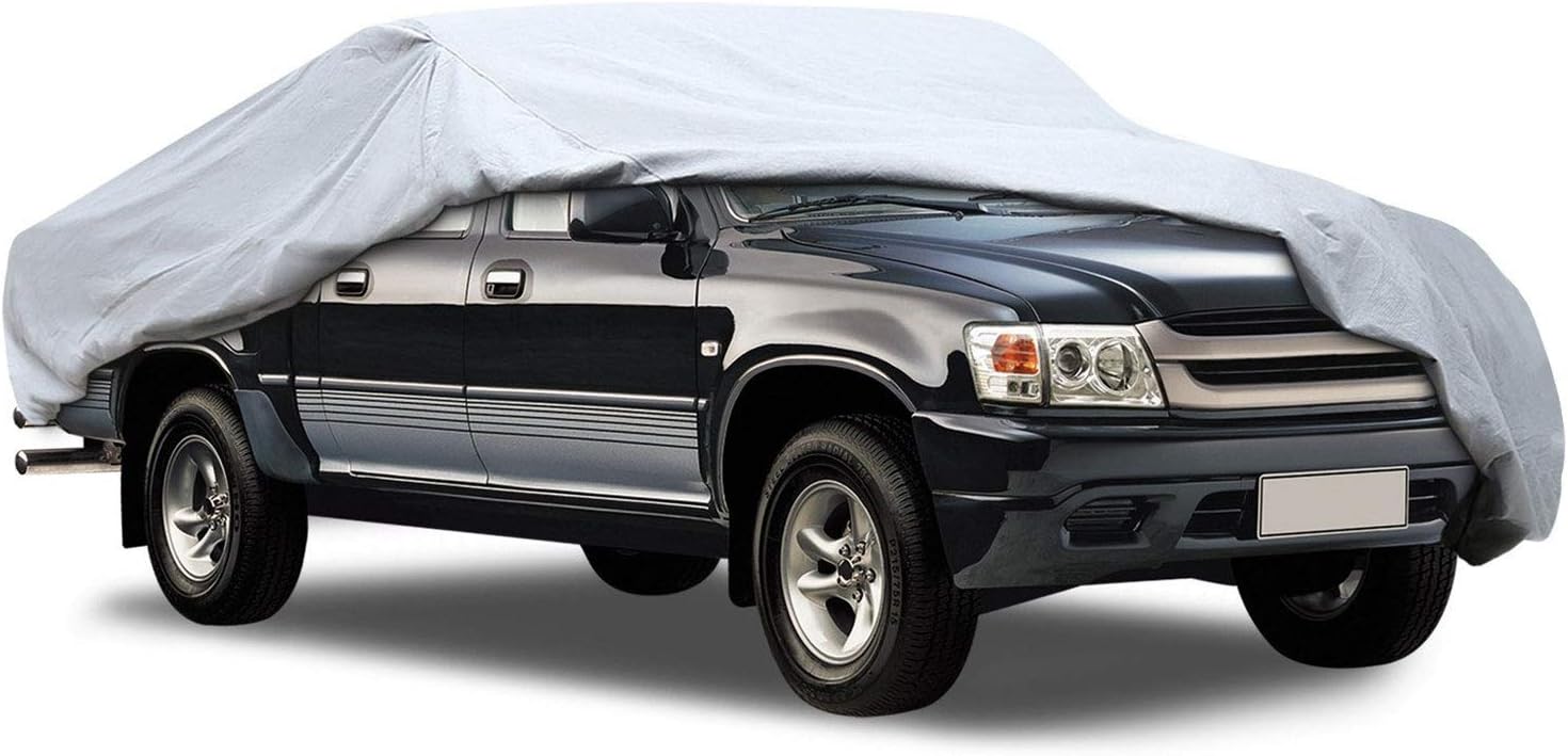 KAKIT 2 Layers Truck Cover Windproof Dustproof Water Resistant Summer Outdoor UV Protection Car Cover for Car, Free Windproof Ribbon & Anti-Theft Lock, Fits Truck 242"