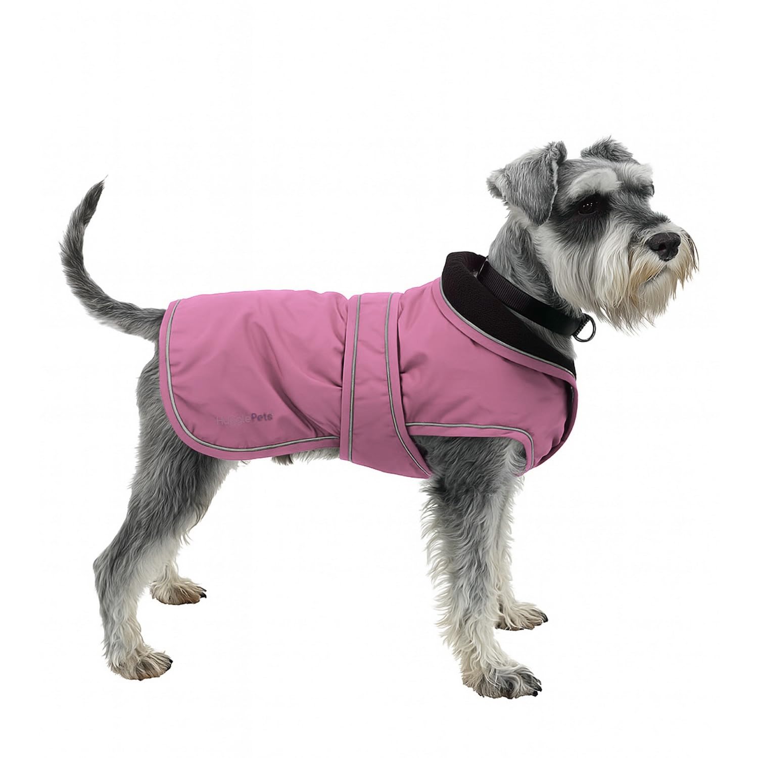 Hugglepets Arctic Armour Waterproof Thermal Dog Coat - Pink (Medium 40cm) Reflective Microfleece-Lined Coat for Medium Dogs with Adjustable Hook & Loop Fastening & Zipper for Harness or Collar.
