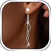 Campsis Pearl Dangle Earrings for Women, Silver Long Chain Tassel Earrings for Women