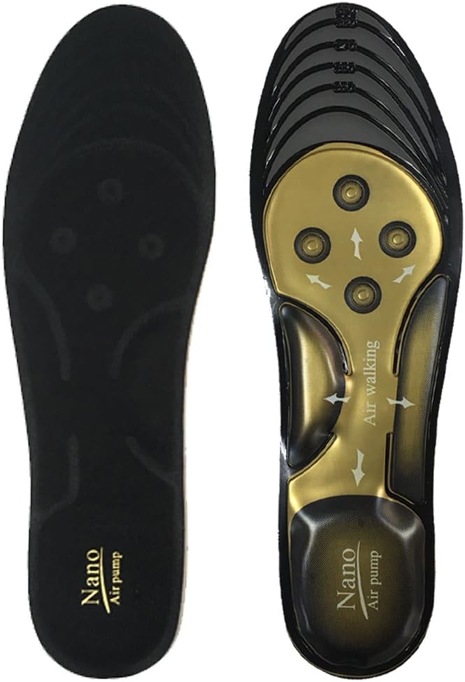Nanosole Air Walking Pump Insole Memory Foam, Anti-Fatigue Lightweight Comfort Cushioning for Men -Black