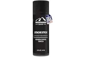 MOUNTAINEER BRAND, 100% NATURAL ALWAYS Mountaineer Brand Stache Stick | Smokey Bourbon Scent | Made with Natural Ingredients West Virginia | Firm & Long Lasting Hold | Mustache Wax | Moustache Shape & Styling | Beard Wax for Men | 1.5oz