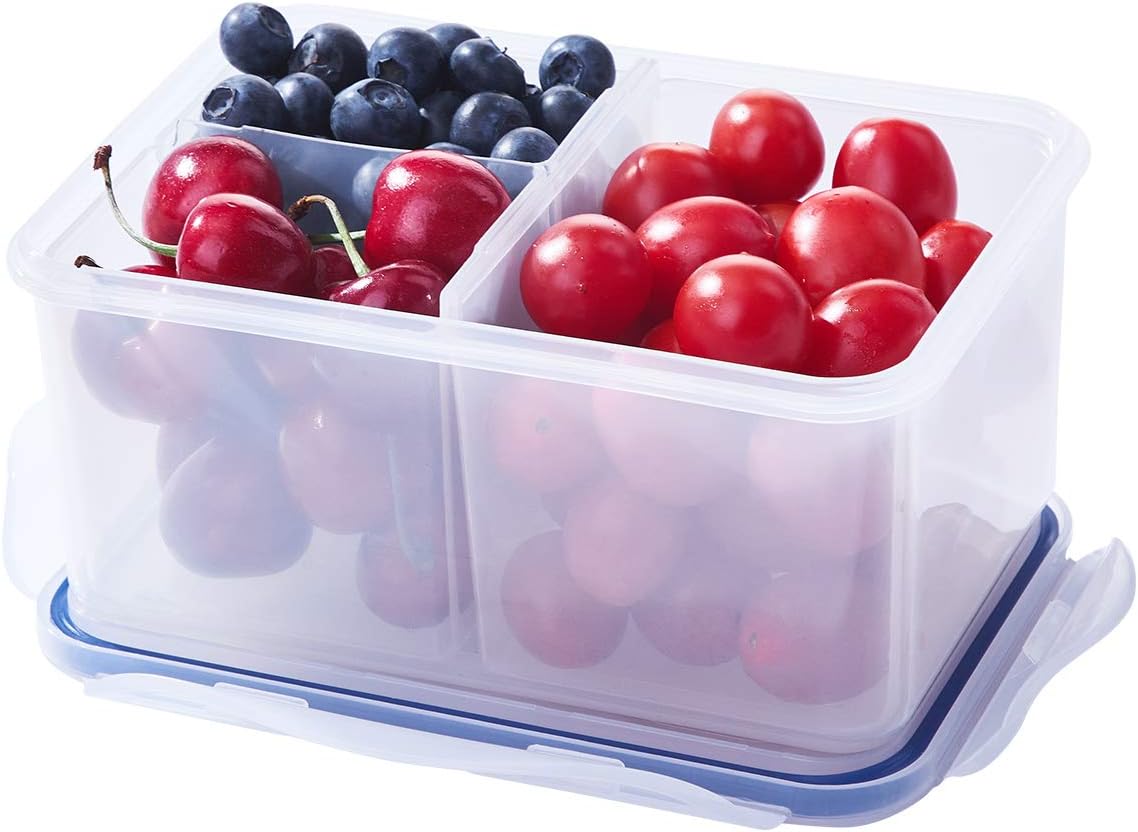 Plastic Food Storage Container 1200ml Food Container with Lid Leakproof Lunch Container with Compartment Sandwich Snack Containers for Office Adult Kid Freezer Containers for Fruit Salad