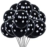 TONIFUL 100pcs Black and White Polka Dots Balloons 12inch large Polka Dot Latex Party Balloons for Wedding Birthday Party Festival Decoration Halloween Supplies