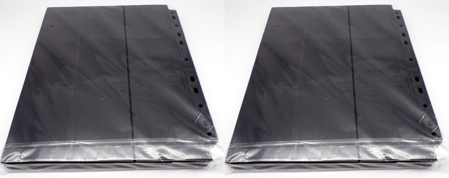 docsmagic.de 100 18-Pocket Pages Black - Sideloading - MTG PKM YGO - 11-Hole